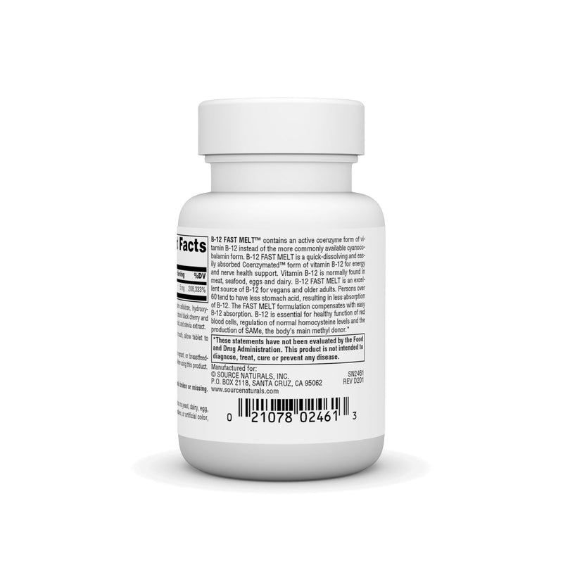 Source Naturals, Vitamin B-12, 5 mg - 30 Fast Melt Vegan Formula | Supports Energy Production
