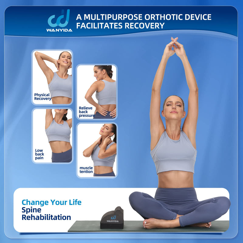[Australia] - WANYIDA Lumbar Orthotic Traction Roll Device, Lower Back Stretcher for Pain relief, Back Traction for Lumbar Decompression, 3 Height Adjustable Lumbar Stretcher, Chiropractic 