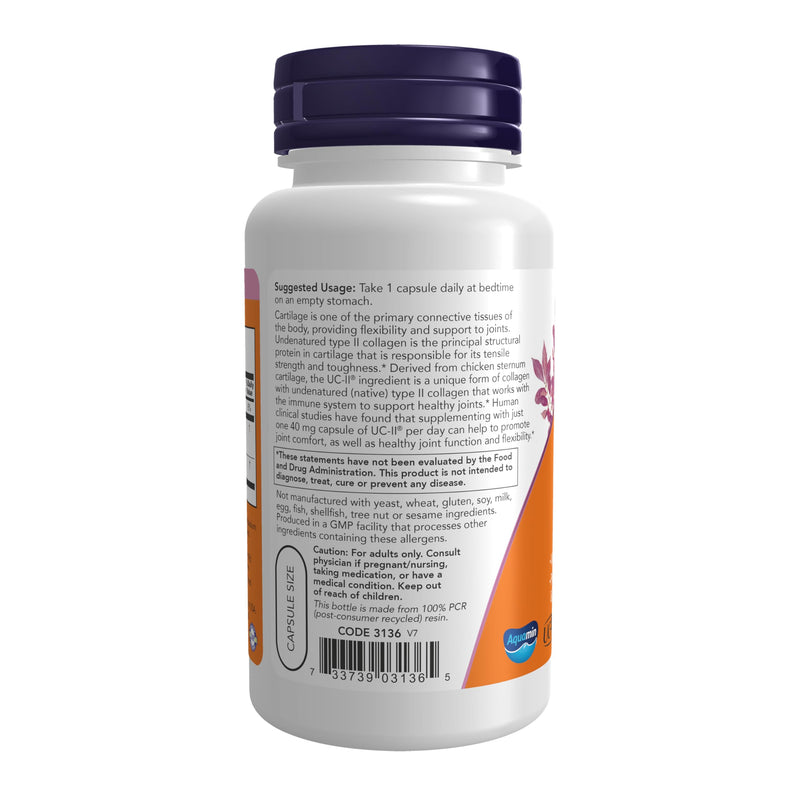 NOW Foods Supplements, UC-II Type II Collagen with Undenatured Type II Collagen, 120 Veg Capsules 120 Count (Pack of 1) Nutritional Supplement