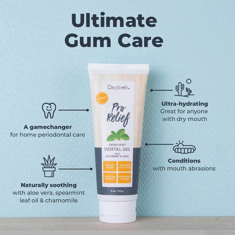 [Australia] - Oxyfresh Premium Pro Relief Dental Gel with Zinc –Infused with Aloe Vera, Chamomile and Xylitol – Dentist Recommended to Help Soothe Gum Tissue. 4 oz. 
