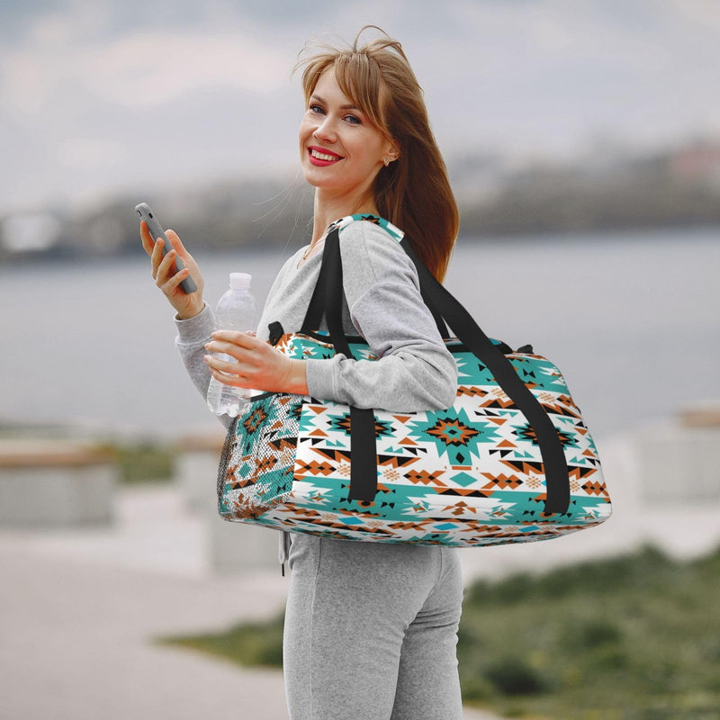Duffle Bag Western Aztec Print Travel Duffel Bags for Men Women with Adjustable Strap Carry on Gym Bag Overnight Weekender Bag