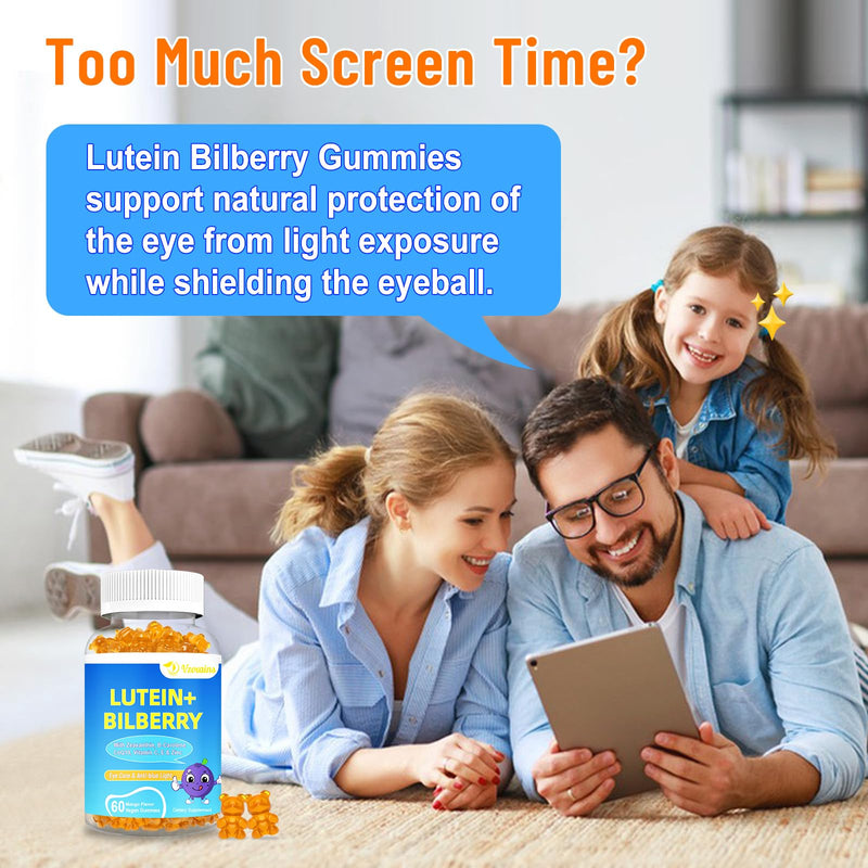 20mg Lutein & Zeaxanthin Gummies with Bilberry, Astaxanthin, Omega 3, Vitamin C, E - Sugar Free Eye Health Supplement for Adults & Kids - Dry Eye Relief, Vision Clarity, Macular Support Mango 60 Count (Pack of 2)