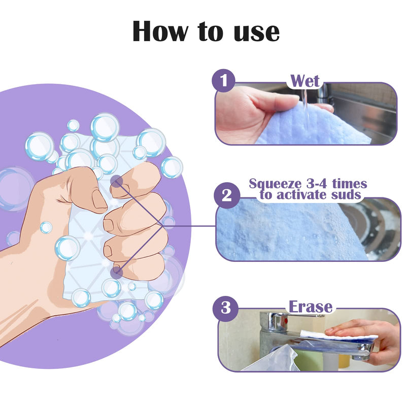 [Australia] - 24 Pack Light Scouring Pad with Foam, Triple Cleaning Scrub Pad Singles Heavy Duty Household Non-Scratch Abrasive Hand Pad Multi Surface Magic Sponge Eraser Sheets for Home Surfaces Indoor Cleaning 24 PCS 