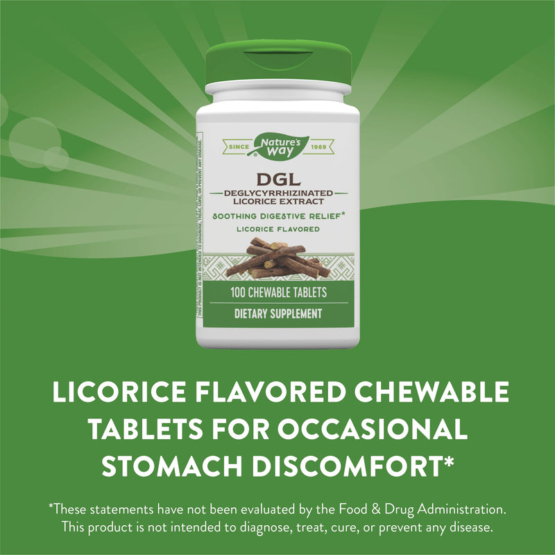 [Australia] - Nature's Way DGL Chewable Tablet - Digestive Support & Relief* - Deglycyrrhizinated Licorice Extract - Gluten, Soy & Dairy Free - 100 Chewables 