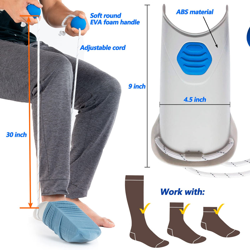 [Australia] - Sock Aid - Socks Helper with Adjustable Cords, Easy on Sock Aid Tool with Ergonomic Soft Foam Round Handles for Elderly, Disabled, Pregnant, Diabetics-Sock Helper Aide Tool 1pack 