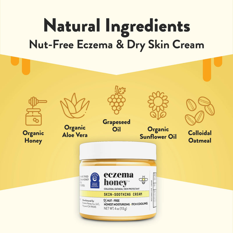 [Australia] - ECZEMA HONEY Nut-Free Original Skin-Soothing Cream - Honey Lotion For Dry & Sensitive Skin - Natural Eczema Cream for Adults & Kids - Itchy Relief Cream for Eczema, Psoriasis, Dermatitis & More (4 Oz) 
