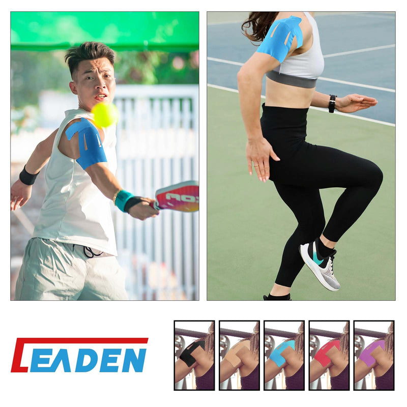 [Australia] - IEADEN Precut Kinesiology Tape for Shoulder, 10 Pcs - Shoulder Support & Stability, Shoulder Pain Relief Athletic Tape - Waterproof & Elastic, Breathable Hypoallergenic Latex-Free Tape, Blue 