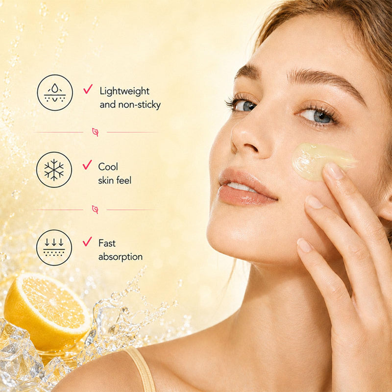 Vitamin C Smoothie Cream,Summer Icy Cool Facial Gel, Lightweight Non-Sticky Face Serum,Fast Absorbing Antioxidant Face Moisturizer for Dull Uneven Skin Tone 1.76oz