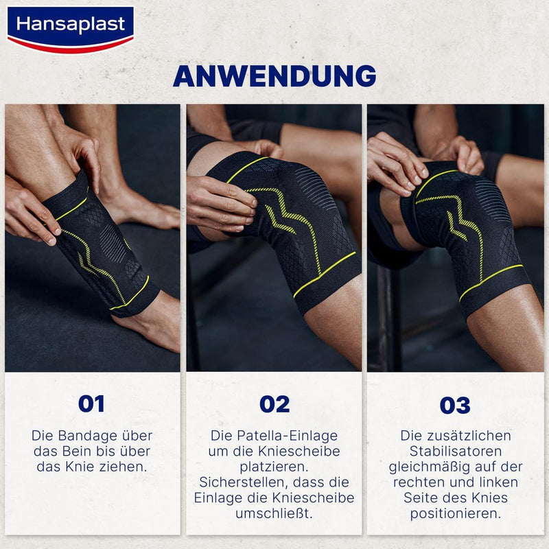 [Australia] - Hansaplast Performance knee bandage, knee bandage stabilizes & relieves the joint, bandage for right & left knee joints supports active recovery, size L/XL 