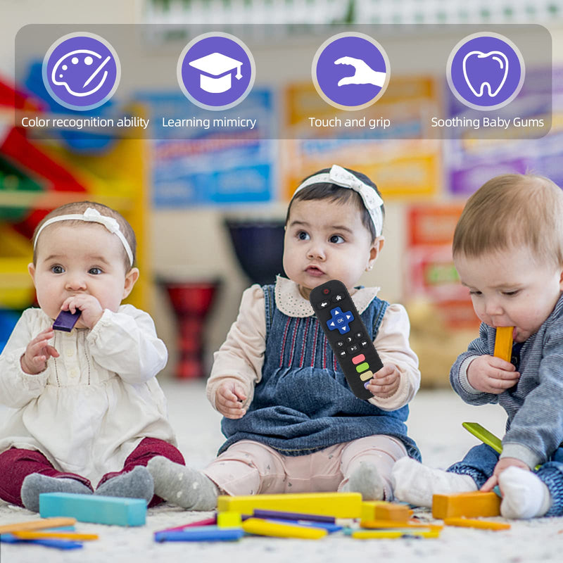 [Australia] - Chuya Baby Teether Toy Chew Toy for Babies 3-24 Months TV Remote Control Shape Teething Relief Baby Toys for Infants (Black) Black 