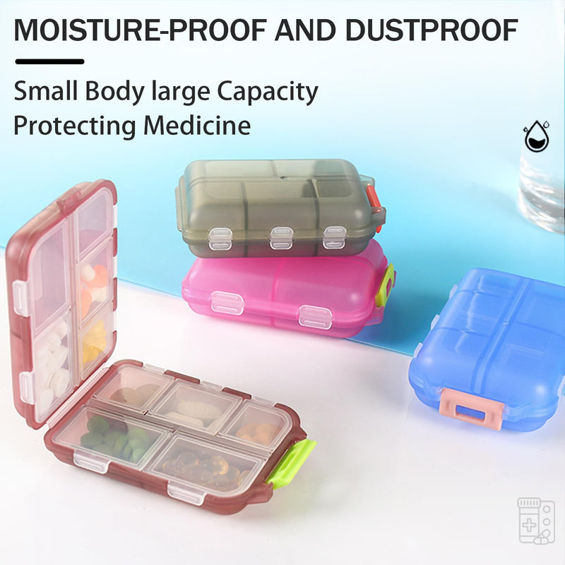 4PCS Travel Pill Organizer Portable Pocket Pill Case Small Pill Box for Purse Medicine Organizer Have 10 Compartments Storage Vitamin Fish Oil by INVODA (4 Pack+Lables) 4 Pack+lables
