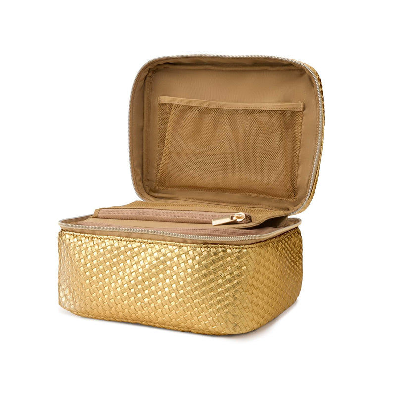 LAURA GELLER NEW YORK Train Case Makeup Organizer – Structured Cosmetic Bag with Brush Holders, Compartments & Travel-Friendly Storage