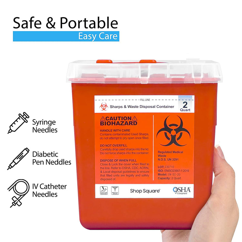 [Australia] - Sharps Containers for Home and Professional Use, 2 Quart Needle Disposal (3-Pack), Syringe Disposal for Home, Biohazard Containers 