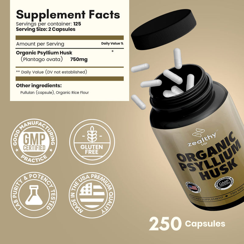 [Australia] - Psyllium Husk Capsules, All-Natural Fiber Supplement, Alternative to Psyllium Husk Powder, Psyllium Husk Capsules for Gut Health* 