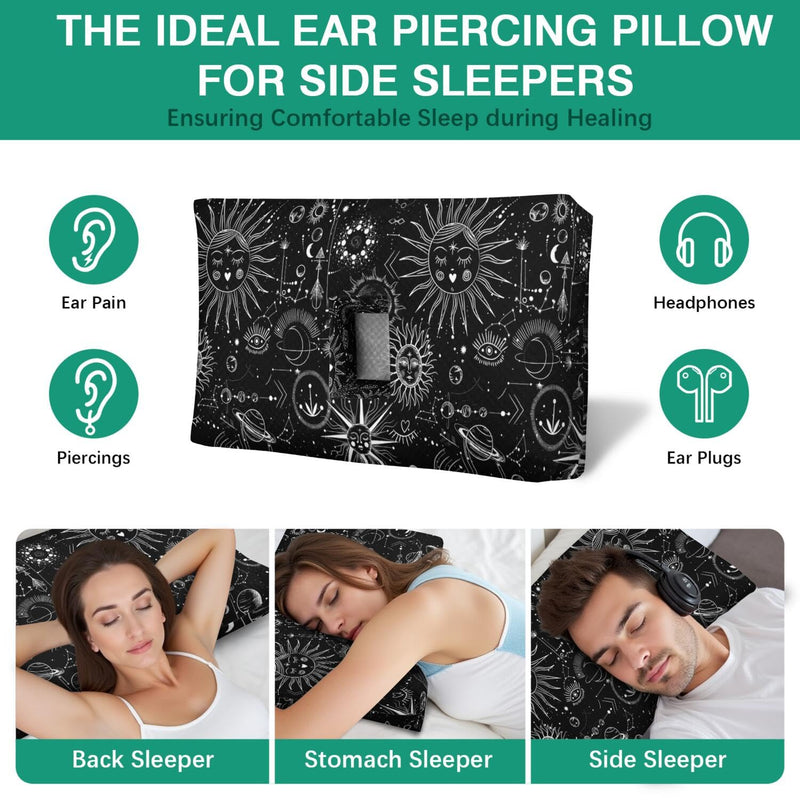 [Australia] - Ear Piercing Pillow for Side Sleepers,Rectangle Design with Big Hole for Ear Protection & Pain Relief,Soft & Breathable,Washable Cover (16x11x4 inches) 