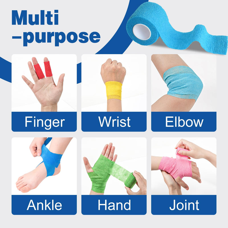 [Australia] - AZEN 16 Pack Self Adhesive Bandage Wrap, 2" X 5 Yards Elastic Cohesive Bandage Wrap, Color Athletic Tape, Vet Wrap, Ankle Tape, Tattoo Grip Tape Wrap B-16color 2IN 