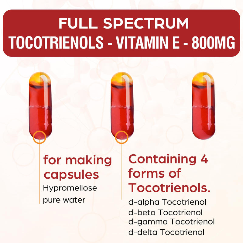 [Australia] - Tocotrienol Supplement Full Spectrum, Cutting-edge Fusion Technology,Tocotrienol Vitamin E-Tocotrienols 800mg,Powerful Antioxidant,Cardiovascular,Highest Absorption Rate -120 Liquid-Filled Capsules Unflavored 60 Count (Pack of 2) 