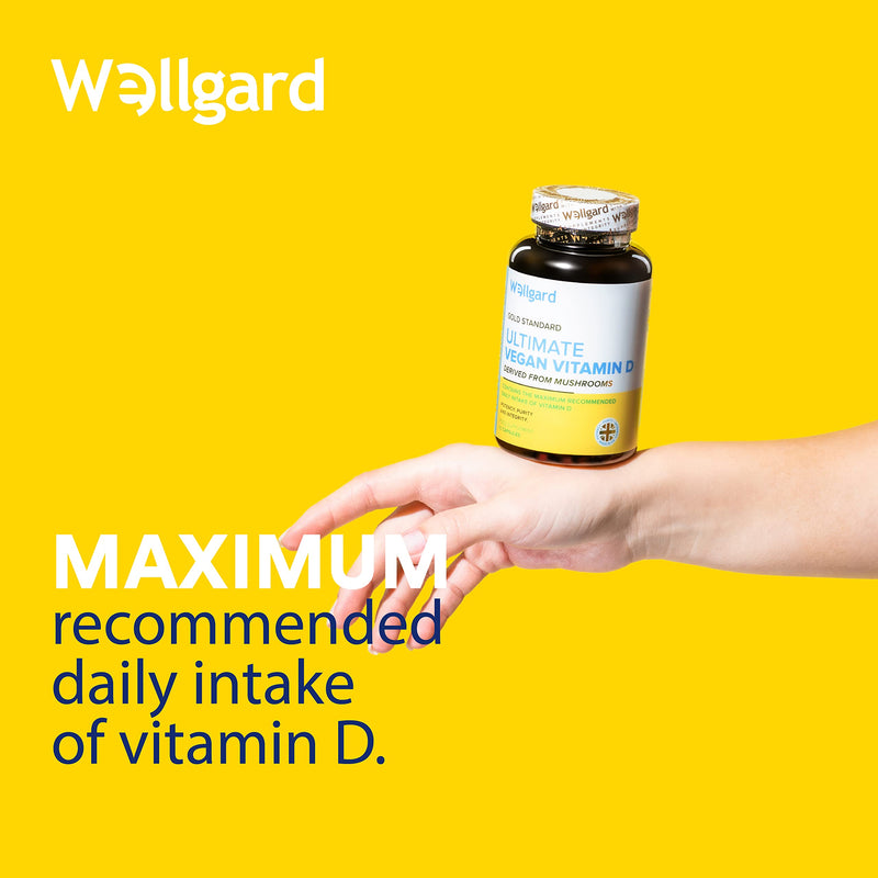 Vegan Vitamin D3 High Strength 3000 IU Capsules by Wellgard, Maximum Strength Vitamin D Supplement, Made in UK