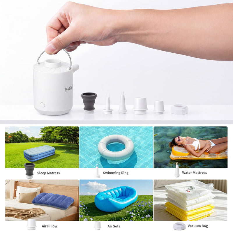 BAGAIL TPU Travel Vacuum Bags with Tag Pocket, IPX8 Waterproof Zipper, Reusable Space Saver Bags for Suitcase and Backpack (L+pump) L-With Pump