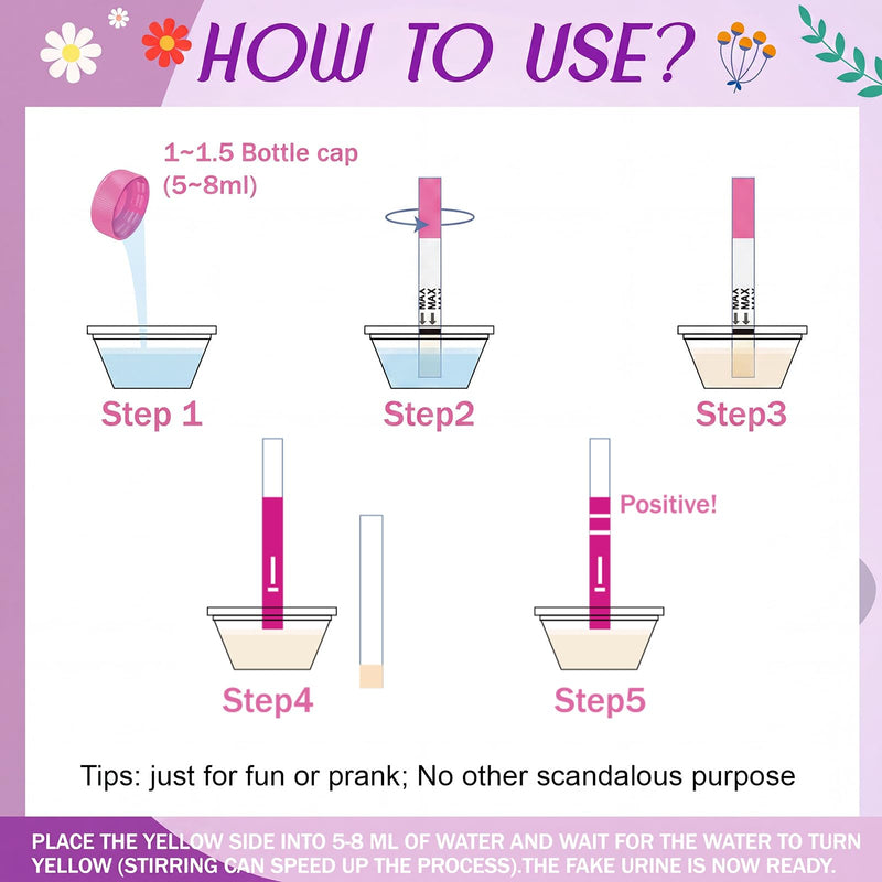Skylety 3 Pcs Prank False Positive Pregnancy Solution Fake Any Pregnancy Test to Be Positive Including 3 Small Urine Cups(Stylish Style) Stylish Style