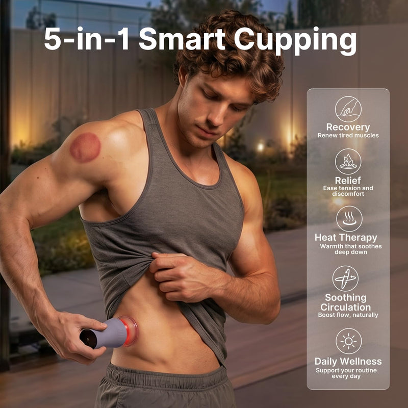 Cupping Set, Electric Cupping Kit for Massage Therapy, Lymphatic Drainage Massager with Heat, 6 Levels for Muscle Relaxation, 4 Cups + 2 * 10ml Essential Oil 1 Device + 2 Essential Oils + 4 Cups