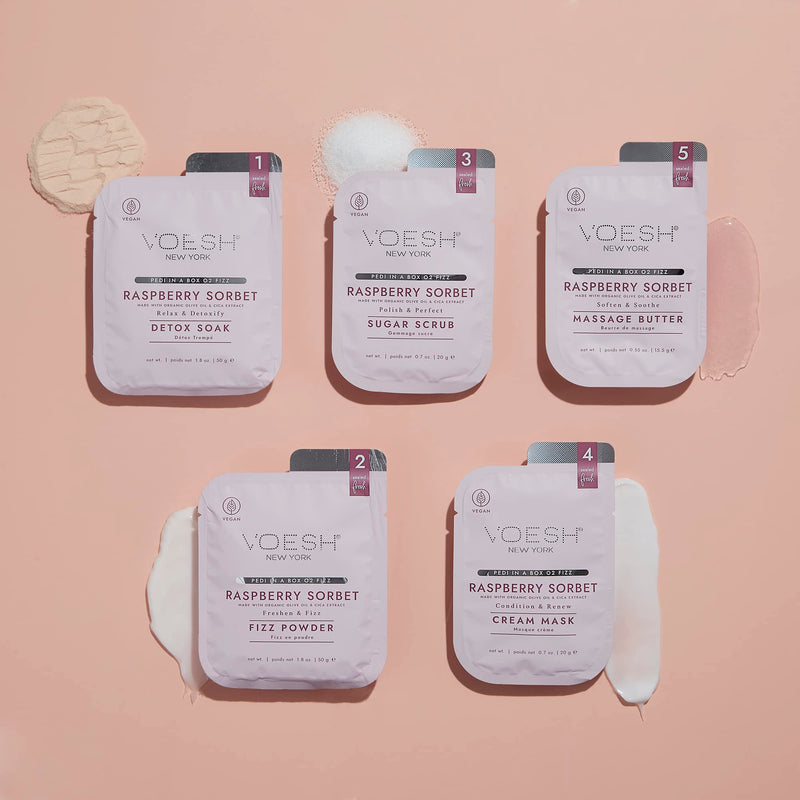 [Australia] - VOESH Pedi in a Box O2 Fizz, Detoxifying Spa Pedicure, DIY Pedi, At-Home Pedi, Pedi in a Box, Spa Foot Treatment, Vegan Beauty, Foot Detox, Pedicure Prep 2 Pack Raspberry Sorbet 