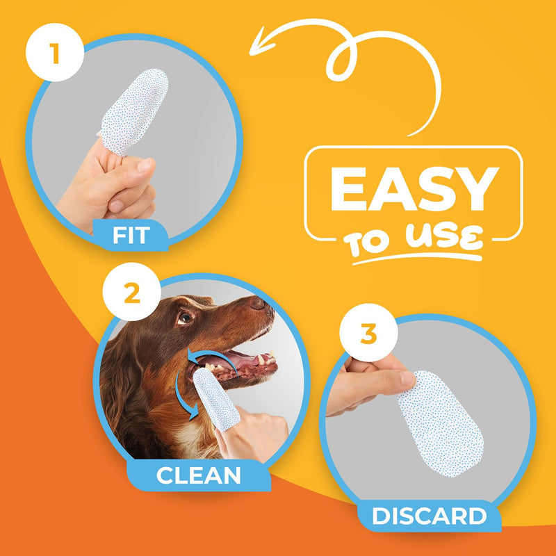 Dog Teeth Cleaning Wipes - Dental Finger Wipes for Cats & Dogs - Pet Toothbrush & Tooth Brushing Kit - Effective Teeth Cleaner - PawsPlanet Australia
