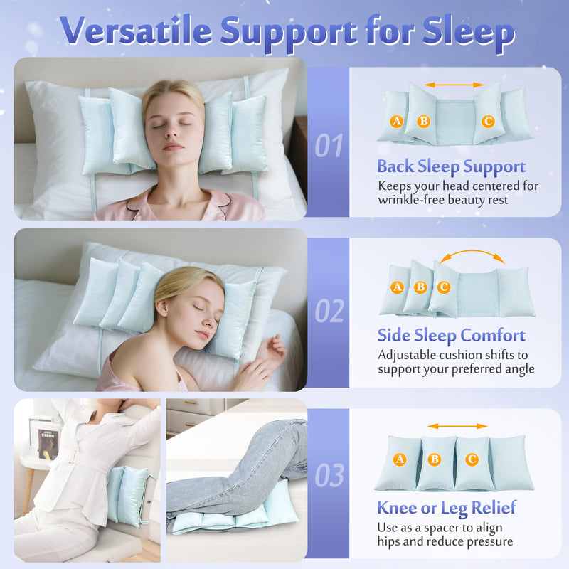 [Australia] - Mybow Beauty Pillow for Sleeping on Back, Anti Wrinkle Aging Pillow for Women, Back Sleeper Pillows Neck Support, Keep Head Straight, Wrinkle Prevention, Face Head Stabilizing Positioner (Blue) 