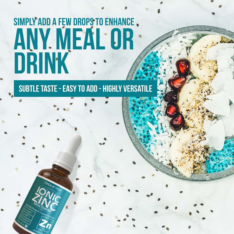 [Australia] - Ionic Zinc Plus Copper Liquid Concentrate 240 Servings, Glass Bottle, Vegan - Balanced Ratio of Zinc Copper - Supports Immunity, Brain Thyroid (2 oz.) 