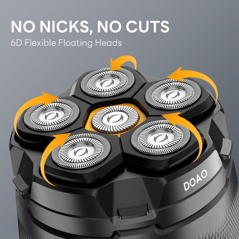 [Australia] - Head Shavers for Bald Men, 6D Magnetic Floating Blades, Smooth Shave in 3 Minutes, USB-C Rechargeable, 180min Runtime, Wet & Dry, Easy Clean, Anti-Slip Design(A6-Plus) A6-New 