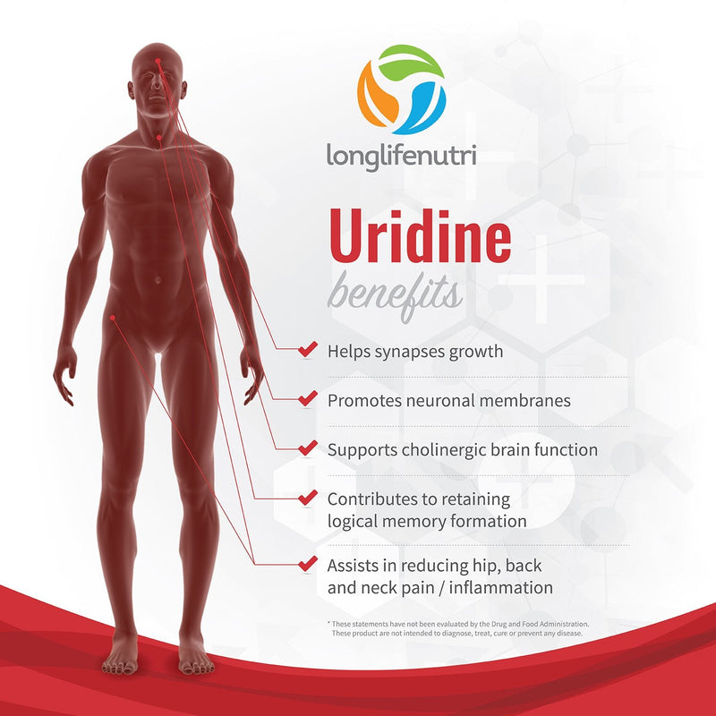 [Australia] - Uridine Monophosphate 300mg - 120 Veg Caps | Made in USA | Choline Enhancer for Brain & Memory | Supports Synapses Growth 120 Count (Pack of 1) 
