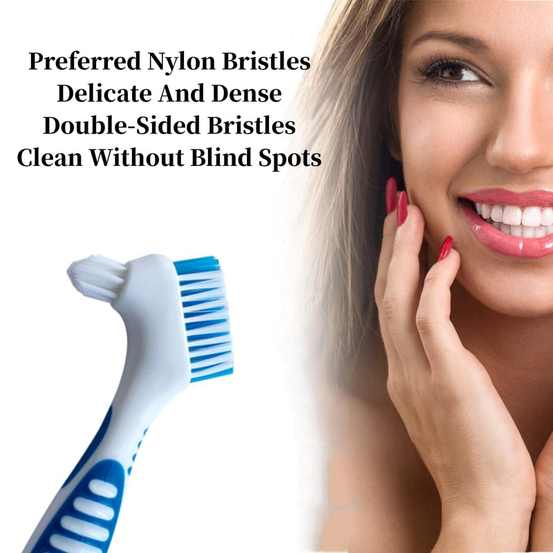 [Australia] - Pack of 4 denture cleaning brush, hard denture brush, portable denture cleaning brushes, denture brush for denture care, with portable toothbrush box for cleaning dentures 