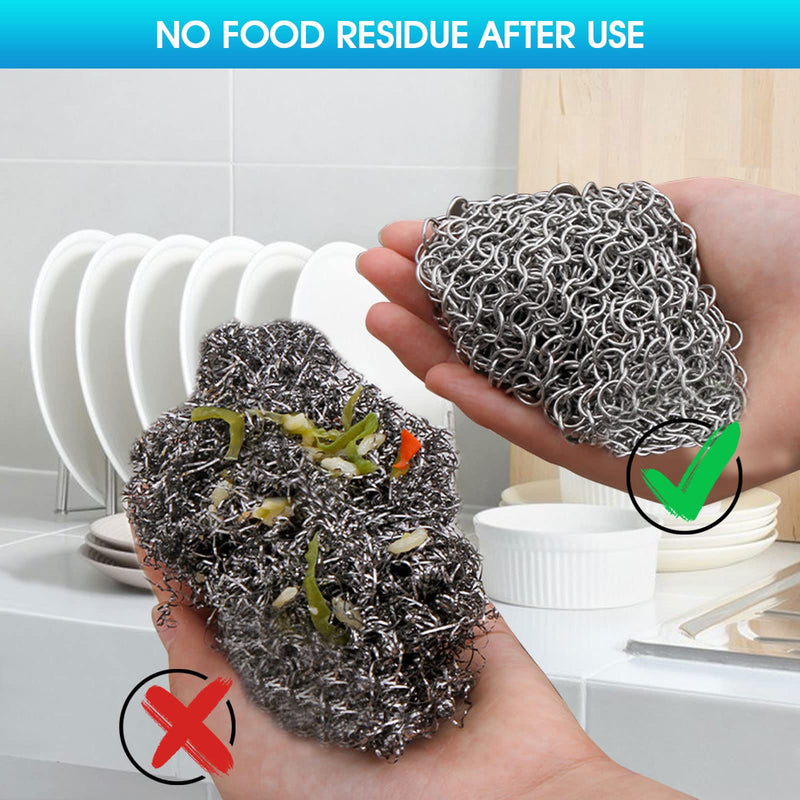 [Australia] - Cast Iron Cleaner 6" x 6.3" Premium 316L Stainless Steel Chainmail Scrubber for Skillet, Wok, Pot, Pan; Pre-Seasoned Pan Dutch Ovens Waffle Iron Pans Scraper Cast Square 