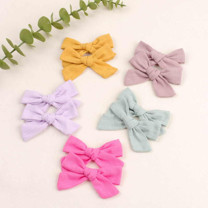 [Australia] - 40Pcs 3.5Inch Hair Bows Clips for Baby Girls, Oaoleer Neutral Linen Pigtail Bows Double Bun Ponytail Bow Hair Barrettes Accessories for Babies Infant Toddlers Kids in Pairs Toddler Bows -1 