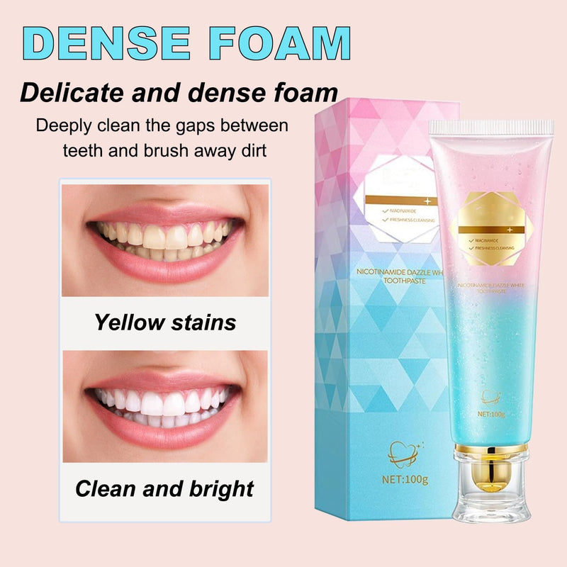 Niacinamide Whitening Toothpaste – Fluoride-Free Gentle Formula for Sensitive Teeth, Deep Stain Removal, Fresh Breath & Enamel Repair, 3.53 oz（2 PCS ） 2