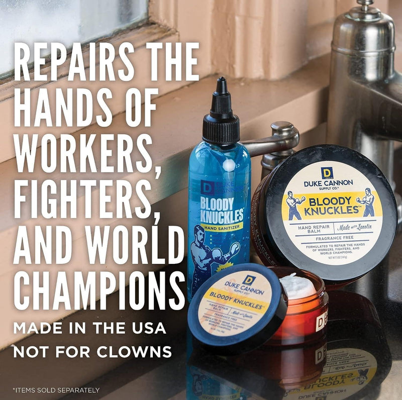 [Australia] - Duke Cannon Bloody Knuckles Hand Repair Balm - Unscented Moisturizer, Repair and Revitalize Dry, Cracked Skin, Ideal for Workers and Fighters, Set of 2 (5 oz. & 1.4 oz.) 