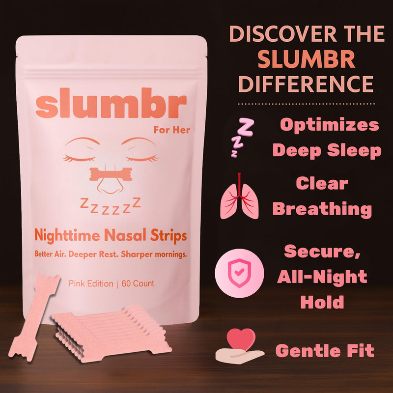 [Australia] - Slumbr Nasal Strips (60 Count) ‚Äì Extra-Strength Grid Adhesive ‚Äì Built for Nighttime Comfort, Clear Breathing & Consistent Sleep Routines (for Her - Pink) For Her (Pink) 