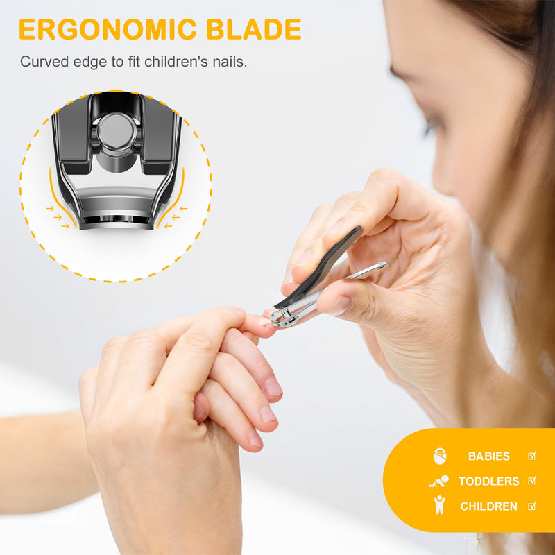 [Australia] - BEZOX Safe Baby Nail Clippers, Small Jaw Kids Nail Clipper Trimmers for Infants, Child and Toddlers, Precision Nail Grooming Tool for Tiny Fingers and Toes - Black 