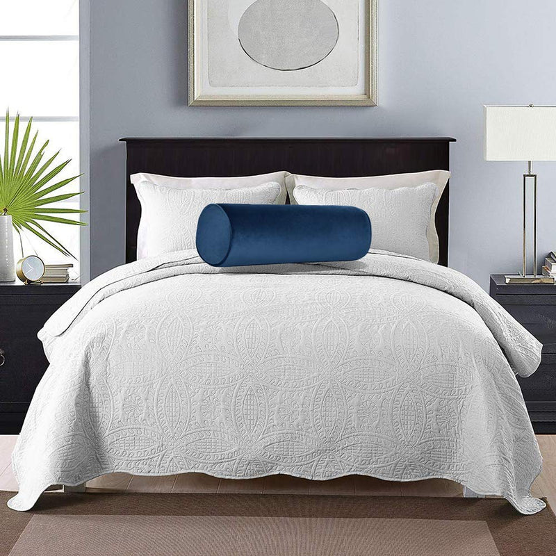 [Australia] - Tinbolunce Memory Foam Roll Pillow for Knee/Leg/Neck - Full Moon Bolster/Round Cylinder Pillow for Sleeping on Side or Back - Removable Cooling Cover Length 18" x 6" Diameter (Navy Blue) Navy Blue 18X6 