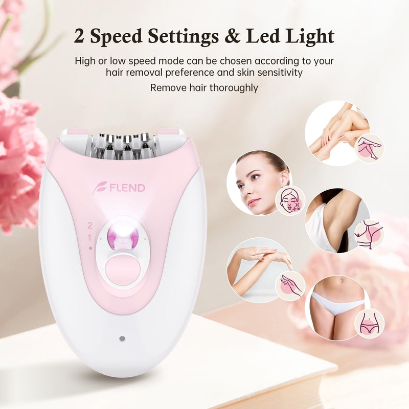 [Australia] - Epilator, Epilators Hair Removal for Women - 2-Speed Epilator with 36 Tweezers & Massage Pad, Rechargeable LED Hair Removal Device for Face/Bikini/Arms/Legs/ Light-pink-04 