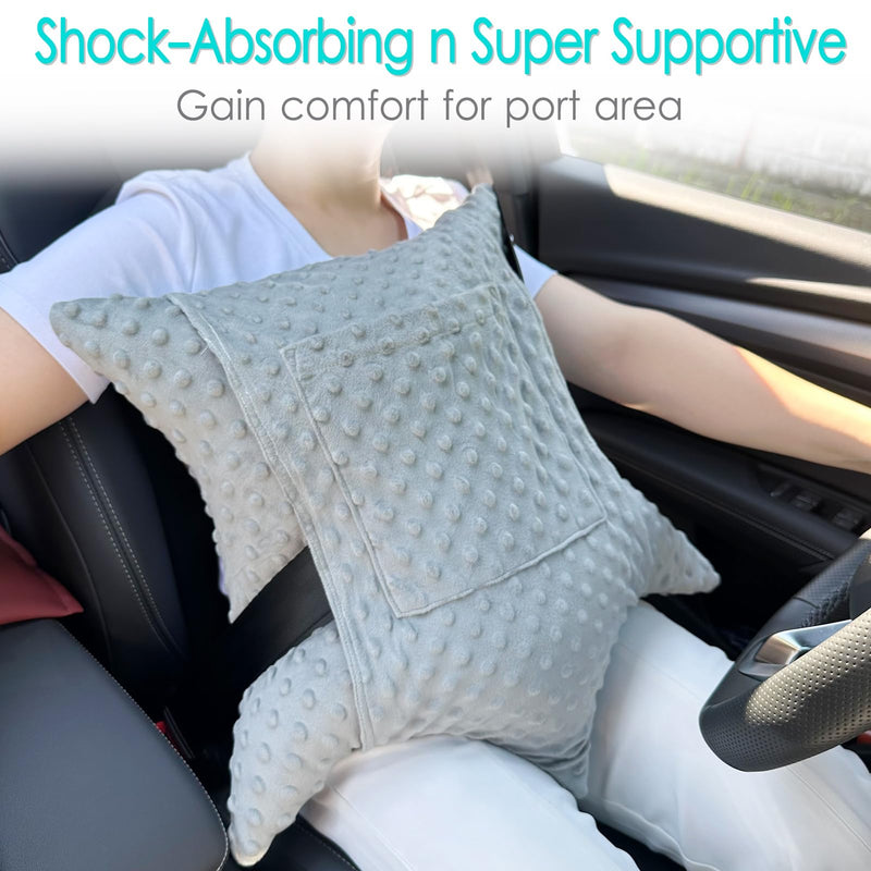 [Australia] - Star Shape Hysterectomy Recovery Pillowy for Hysterectomy Recovery Must Haves with 2 Pockets Products Gifts Tummy Tuck Abdominal Surgery Cushion, Minky Dot Light Gray Star Lounger Light Gray 