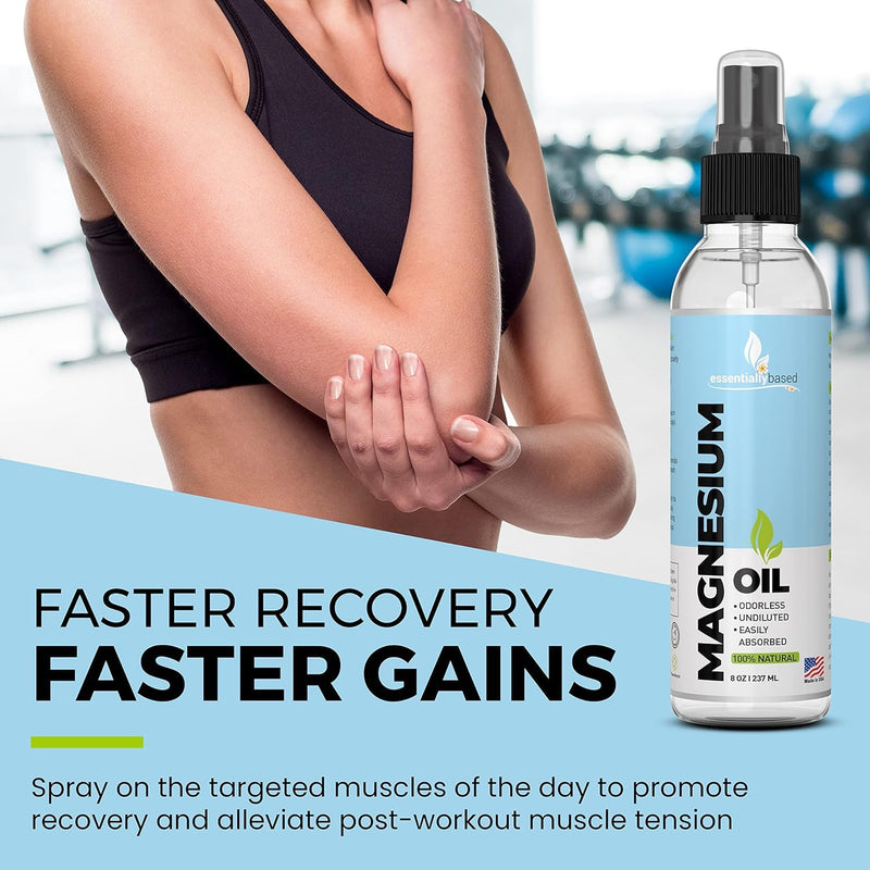 [Australia] - Magnesium Oil Spray 8oz Size - Extra Strength - 100% Pure for Less Sting - Less Itch - Essential Mineral Source - Made in USA 8 Ounce (Pack of 1) Clear 