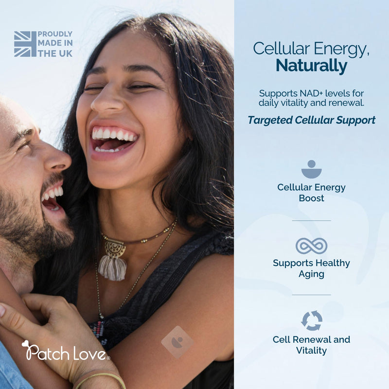 NAD+ Patches for Cellular Energy & Vitality - Nicotinamide Riboside (NR), Resveratrol & Alpha Lipoic Acid - Time-Release Transdermal Patch - Anti-Ageing Support - Vegan - 15 Patches - Made in UK