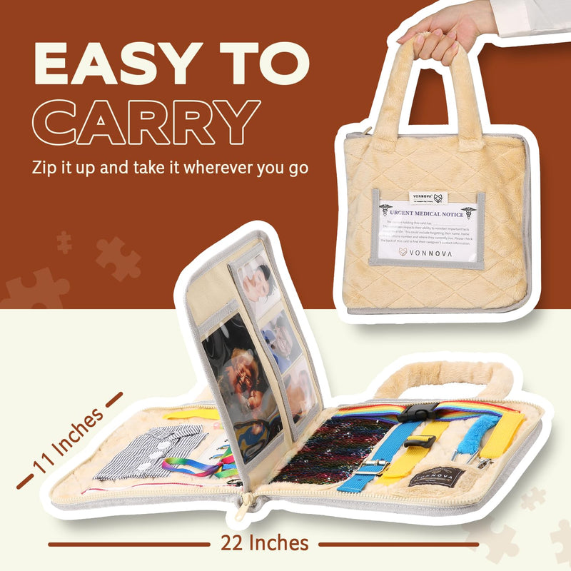 [Australia] - VonNova Fidget Blanket - Dementia Products for Elderly - Fidget Blanket for Adults with Dementia - Alzheimers Activities - Lap Blankets for Elderly - Busy Board 