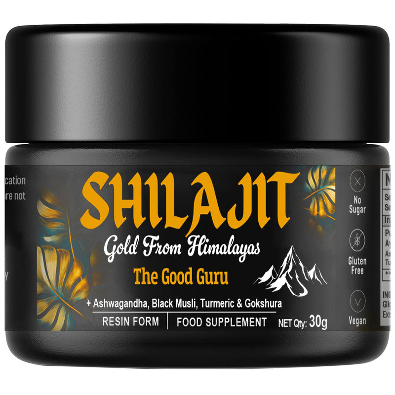 Shilajit 30g | 500 mg -with Ashwagandha, Black Musli, Turmeric & Gokshura - Original Gold from Himalayan Shilajit |100% Pure Resin Shilajit Shilajit | Vegan-Friendly Gold Shilajit