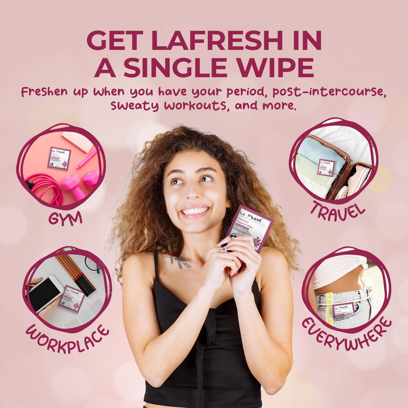 LA Fresh Feminine Wipes with Aloe Vera, Chamomile Extract, Cucumber, and Vitamin E - Pack of 50 ct Wipes for Women 50 Count (Pack of 1)