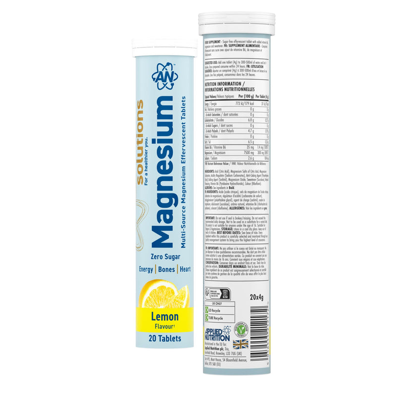 Applied Nutrition Solutions Magnesium Effervescent Tablets - 300mg Magnesium per Serving - 120 Effervescent Tablets, Zero Sugar, Supports Muscle Function & Reduces Tiredness - (Lemon) Lemon 120 count (Pack of 1)
