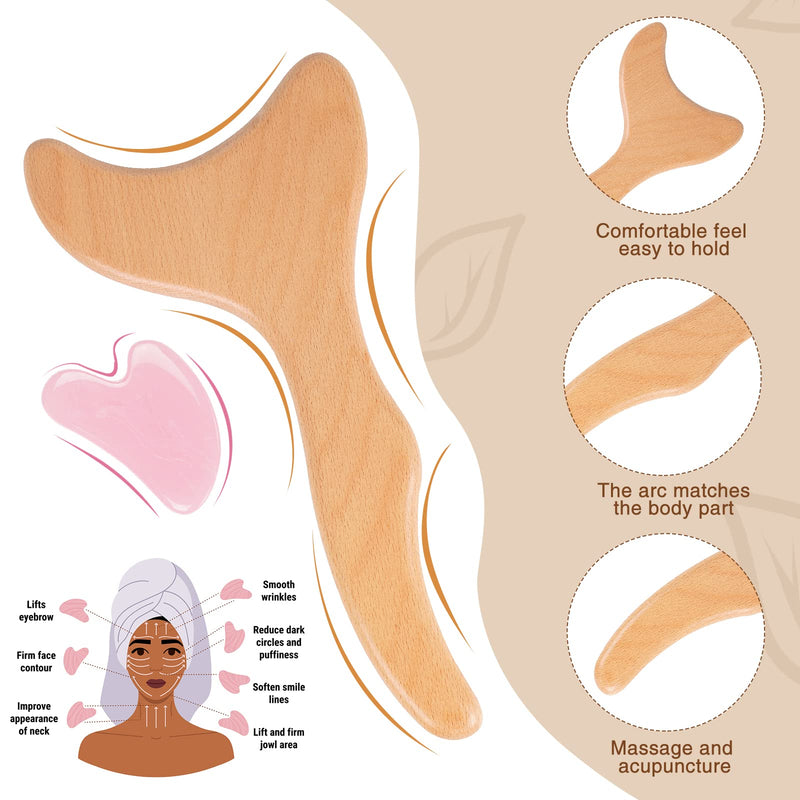 [Australia] - 4 in 1 Wood Therapy Massage Tools Lymphatic Drainage Massager Kit - Maderoterapia Kit - for Gua Sha Massage, Anti Cellulite, Body Sculpting, Get Rid of Cellulite 