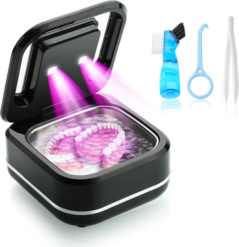 [Australia] - Ultrasonic Cleaner for Dentures, 42k Hz 180ml Ultrasonic Cleaner Dental Pod with 2 Modes, Portable Ultrasonic Cleaner for Jewelry, Dental Splint, Retainers and Watches 180ml 