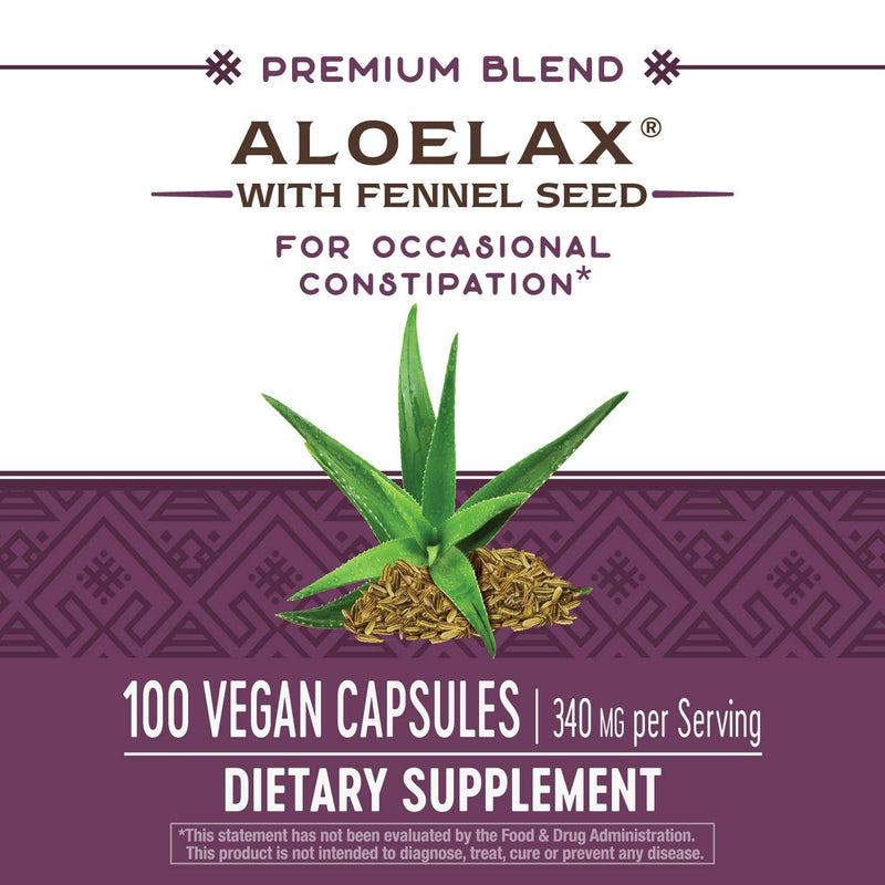 [Australia] - Nature's Way Aloelax, Premium Blend, with Fennel Seed, Occasional Constipation*, 340 mg, Vegan, 100 Capsules 
